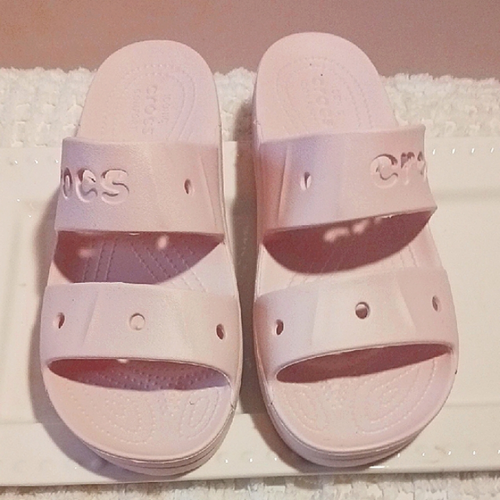 CROCS  Sandal BAYA Pale Pink Double-Strap Slide  💐Size 9